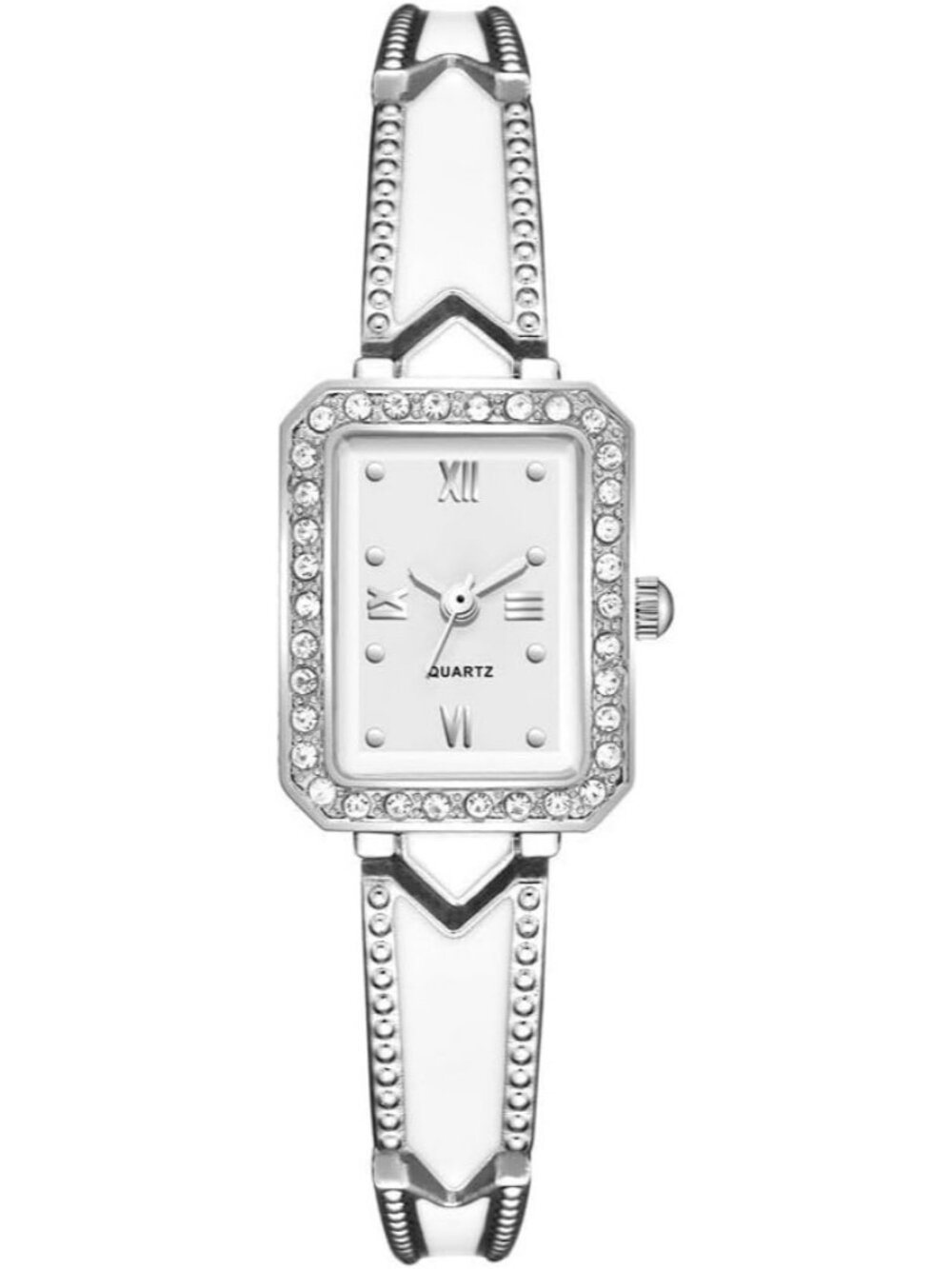 Women's Silver Crystal Diamond Bracelet Luxury Fashion Dress Quartz Wrist Watch